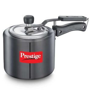 Prestige 3L Nakshatra Duo Plus Svachh Hard Anodised Inner Lid Pressure Cooker (Aluminium)|Deep Stainless Steel lid Controls spillage|Metallic Safety Plug|5 Years Warranty