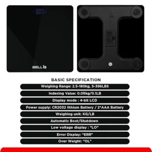 iBELL BS260M Personal Body Weight Weighing Scale, Bathroom Scale (180 kg)