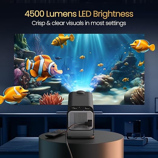 Portronics Beem 470 Smart LED Projector with 1080p Full HD Resolution, Rotatable Design, Built-in Streaming Apps (Netflix, Prime Video, Hotstar), 4500 Lumens, Screen Mirroring, 5 Watt Speaker