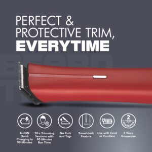 Havells Bt6111 Beard Trimmer, Skin Firendly Stainless Steel Blades 90 Mins Runtime Up To 13 Mm Length Settings 2 Years Guarantee (Red)-Battery Powered, Men