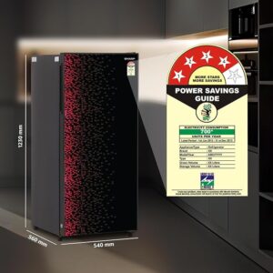 SHARP 193 L Direct Cool Single Door 4 Star Refrigerator |Japan 7 Shield Protection|Mirror Glass Finish|(Black, SJ-G19ST-MR)