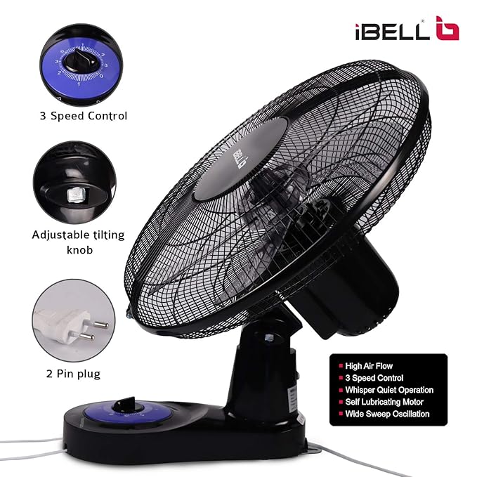 71GOccOarVL._SX679_ IBELL BLADE WF1980 Premium Wall Fan with 5 Leaf, Low Noise Motor,High Speed - Black, 9 inches