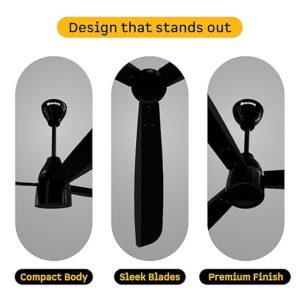 atomberg Renesa Prime 1200mm BLDC Ceiling Fan Compatible with Regulators | Without Remote | BEE 5 star Rated Energy Efficient Ceiling Fan | High Air Delivery (Gloss Black)