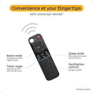 atomberg Renesa 400mm Wall Mount Fan | 5-star rated | Ideal for Home & Office | Silent BLDC Stand Fan | 6 Speeds | 35W | Remote with Oscillation, Timer, Sleep