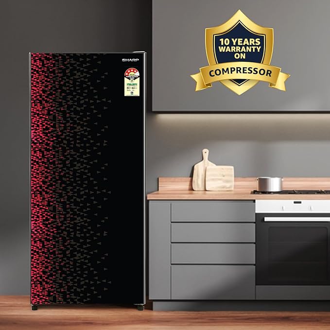 SHARP 193 L Direct Cool Single Door 4 Star Refrigerator |Japan 7 Shield Protection|Mirror Glass Finish|(Black, SJ-G19ST-MR)