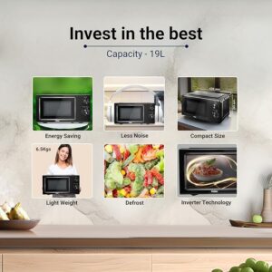 Haier 19 L Inverter Technology, Light Weight, Defrost, 5 Power Levels Solo Microwave Oven (HIL1901MBPB, Black)