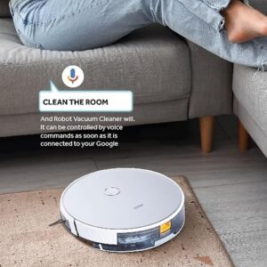 Haier Robot Vacuum Cleaner with Wet Mopping, 2-in-1 with App & Voice Control, Auto Recharge, Strong 2200 PA Suction, and Long Life 2600 Battery, 1.6 Hours, Silver