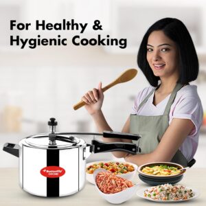 Butterfly Orchid 5 Litres Pressure Cookers | Inner Lid | Superior Stainless Steel | Induction & Gas Stove Compatible | ISI Certified | 5 Years Manufacturer's Warranty | Silver