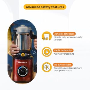 Atomberg Zenova Mixer Grinder | Unique Coarse Mode for Silbatta-like Texture | Intelligent BLDC Motor | Safety Features | 4 Jars including Chopper | Hands-Free Operation