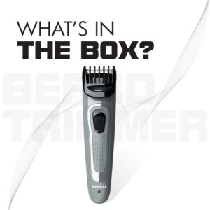 Havells Bt5100C Rechargeable Beard Trimmer with Hypoallergenic Blades; Zero Trim with 0.5 Mm Precision;Upto 17Mm Length Setting for All Styles; 45 Min Runtime,Battery Powered Black & (Grey)-Men