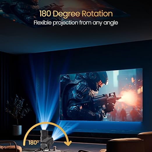 Portronics Beem 470 Smart LED Projector with 1080p Full HD Resolution, Rotatable Design, Built-in Streaming Apps (Netflix, Prime Video, Hotstar), 4500 Lumens, Screen Mirroring, 5 Watt Speaker