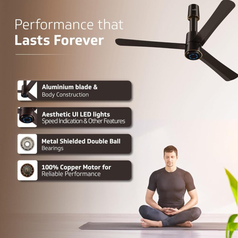 V-Guard Insight-G Premium Bldc Ceiling Fan For Home | 6 Speed Settings | 5 stars Energy Saving | Convenient Remote Control | High-Speed 100% Copper Motor | 1.2M