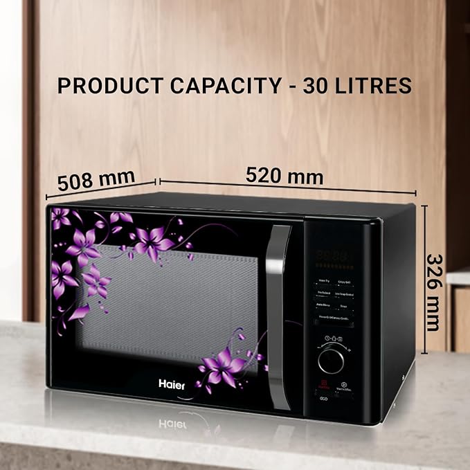 Haier 30L Convection Microwave Oven (HIL3001CBSH, Black, Crispy Grill)