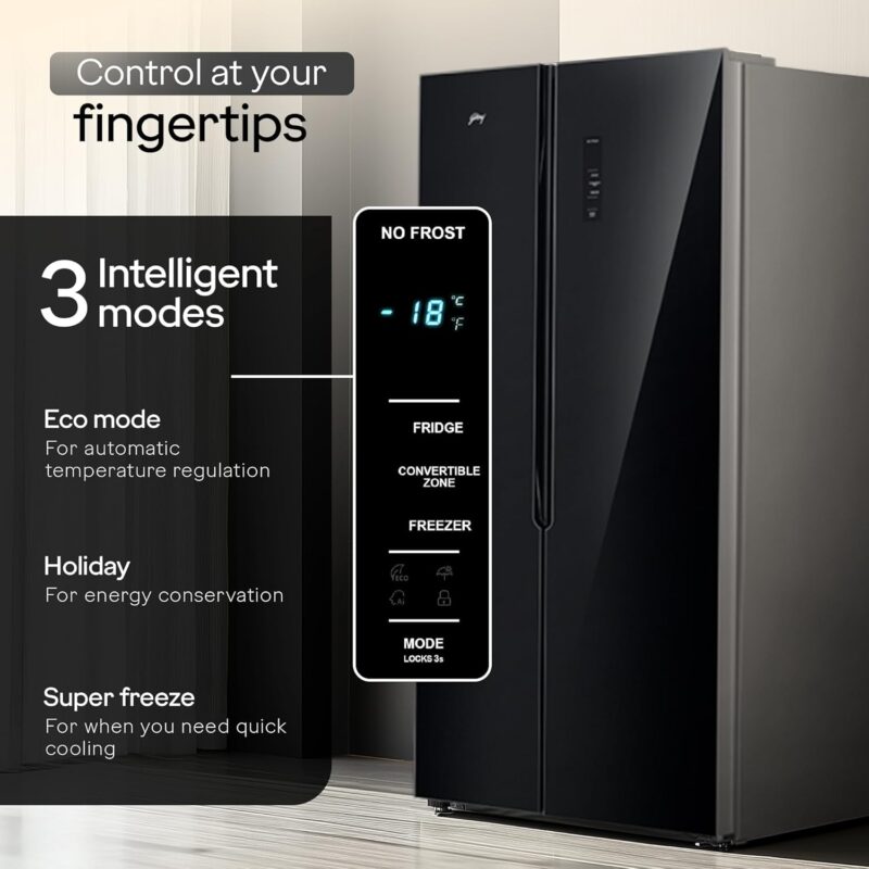 Godrej 600 Litres 3 Star Side By Side Refrigerator With ‎Inverter Technology (RS EONVELVET 646C RIT OP BK, Opera Black)