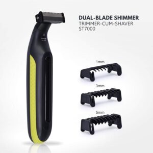 Havells UniBlade (Shaver cum Trimmer) | Rechargeable battery | 60 minutes Runtime | For Wet and Dry shave (IPX6) | 3 Trimming Combs | Travel friendly pouch | Black and Yellow | ST7000