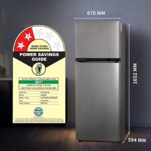 SHARP 265 L Frost Free Double Door 2 Star Refrigerator |Japan 7 Shield Protection|Hi-Tech Inverter | (Silver Hairline, SJ-FF305V2-PSH)