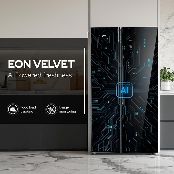 Godrej 600 Litres 3 Star Side By Side Refrigerator With ‎Inverter Technology (RS EONVELVET 646C RIT OP BK, Opera Black)