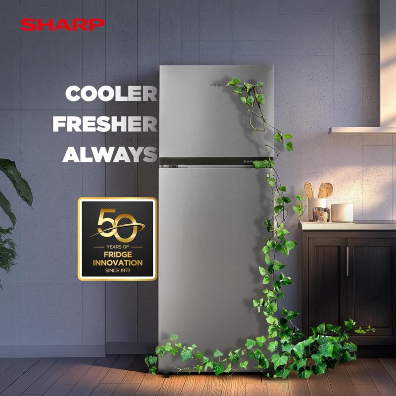 SHARP 265 L Frost Free Double Door 2 Star Refrigerator |Japan 7 Shield Protection|Hi-Tech Inverter | (Silver Hairline, SJ-FF305V2-PSH)