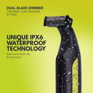 Havells UniBlade (Shaver cum Trimmer) | Rechargeable battery | 60 minutes Runtime | For Wet and Dry shave (IPX6) | 3 Trimming Combs | Travel friendly pouch | Black and Yellow | ST7000