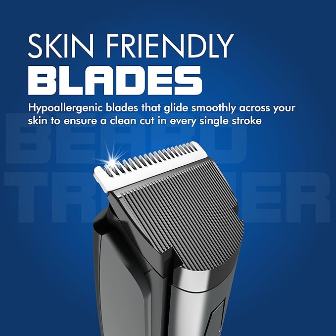 Havells Bt5100C Rechargeable Beard Trimmer with Hypoallergenic Blades; Zero Trim with 0.5 Mm Precision;Upto 17Mm Length Setting for All Styles; 45 Min Runtime,Battery Powered Black & (Grey)-Men