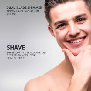 Havells UniBlade (Shaver cum Trimmer) | Rechargeable battery | 60 minutes Runtime | For Wet and Dry shave (IPX6) | 3 Trimming Combs | Travel friendly pouch | Black and Yellow | ST7000