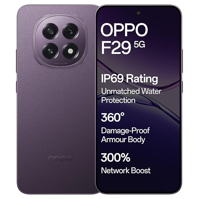 OPPO F29 5G (Solid Purple, 8GB RAM, 128GB Storage) with No Cost EMI/Additional Exchange Offers