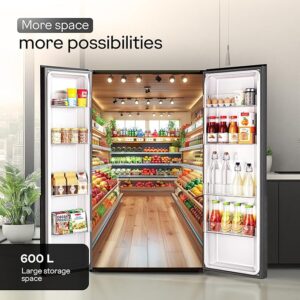 Godrej 600 Litres 3 Star Side By Side Refrigerator With ‎Inverter Technology (RS EONVELVET 646C RIT OP BK, Opera Black)