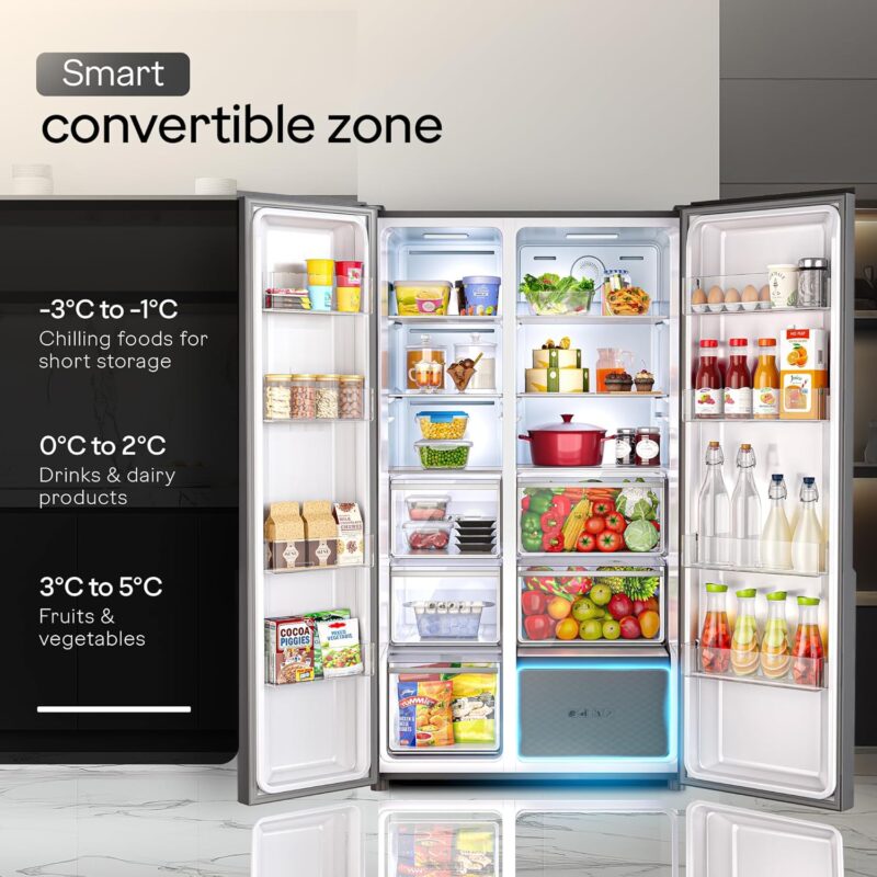 Godrej 600 Litres 3 Star Side By Side Refrigerator With ‎Inverter Technology (RS EONVELVET 646C RIT OP BK, Opera Black)