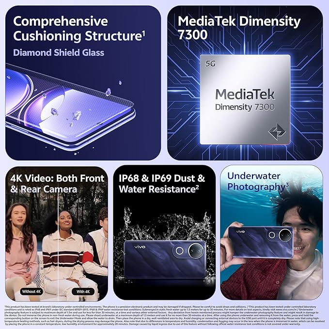 Vivo V50e 5G (Sapphire Blue, 8GB RAM, 256GB Storage)