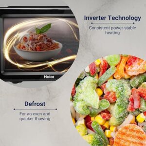 Haier 19 L Inverter Technology, Light Weight, Defrost, 5 Power Levels Solo Microwave Oven (HIL1901MBPB, Black)