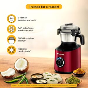Atomberg Zenova Mixer Grinder | Unique Coarse Mode for Silbatta-like Texture | Intelligent BLDC Motor | Safety Features | 4 Jars including Chopper | Hands-Free Operation