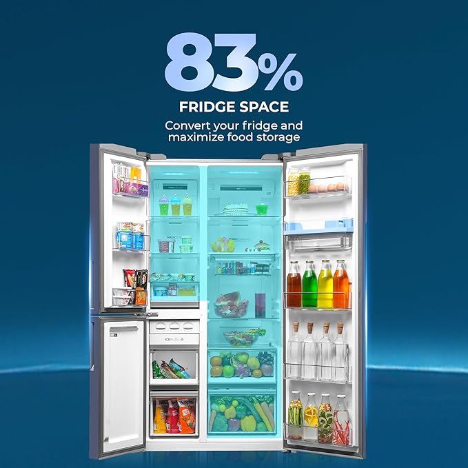 Haier 598L 3 Door Convertible Side by Side Refrigerator with WIFI Enabled Smart Sense AI