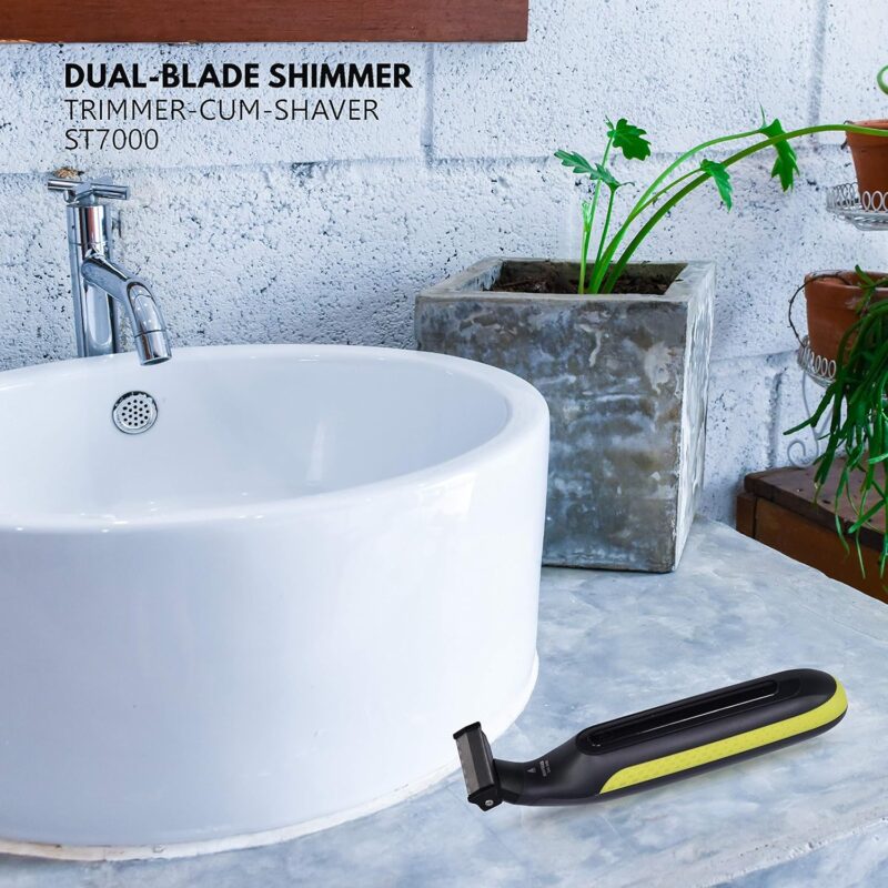 Havells UniBlade (Shaver cum Trimmer) | Rechargeable battery | 60 minutes Runtime | For Wet and Dry shave (IPX6) | 3 Trimming Combs | Travel friendly pouch | Black and Yellow | ST7000