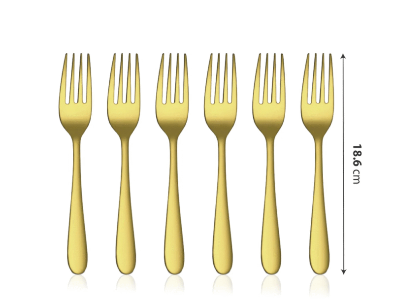 DESSERT FORK STAINLESS STEEL CUTLERY WITH GOLD PVD COATING MONIKA