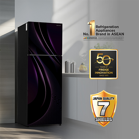 SHARP 265 L 2 Star 7 in 1 Convertible mode Frost Free Double Door Refrigerator | Japan 7 Shield Protection | Hi-Tech Inverter | ISI Certified Mirror Glass Finish Door | (Galaxy Strom, SJ-FF305V2-GKG)