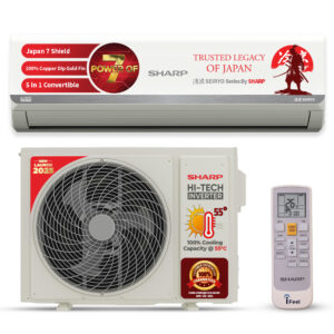 SHARP 2.0 Ton, 3 Star, Split Air Conditioner with Seiryo, Convertible 5-in-1 Cooling, Copper Condenser, AH-SI19V3B-GC