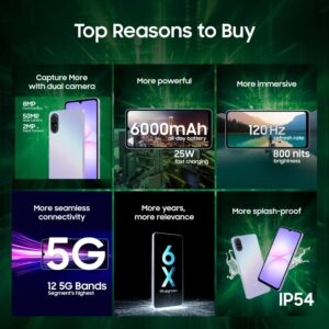 Samsung Galaxy A07 5G Smartphone (Light Violet, 4GB RAM, 128GB Storage)