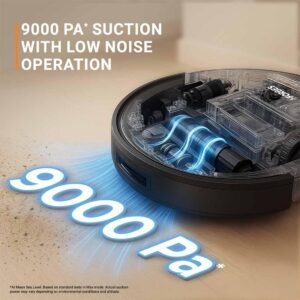 Eureka Forbes SmartClean Home Mapping Nuo S2, 9000Pa High Suction Robotic Vacuum Cleaner | LiDAR 3.0 | Wet Mopping | 5-Hour Run Time | Covers 3000+ Sq. Ft. | Smart App Control