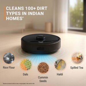 Eureka Forbes SmartClean Home Mapping Nuo S2, 9000Pa High Suction Robotic Vacuum Cleaner | LiDAR 3.0 | Wet Mopping | 5-Hour Run Time | Covers 3000+ Sq. Ft. | Smart App Control