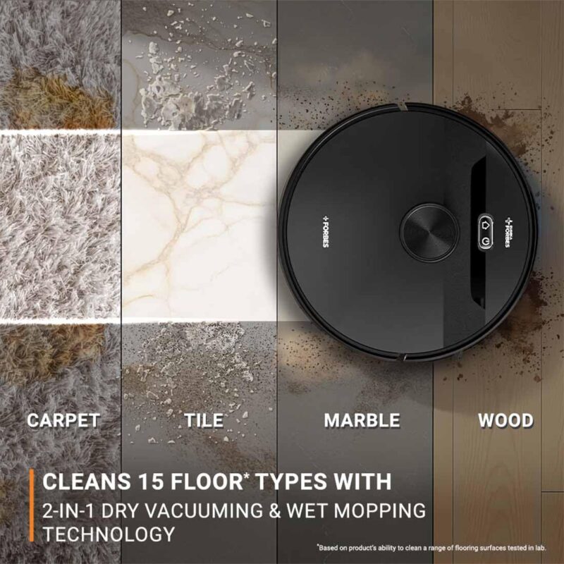 Eureka Forbes SmartClean Home Mapping Nuo S2, 9000Pa High Suction Robotic Vacuum Cleaner | LiDAR 3.0 | Wet Mopping | 5-Hour Run Time | Covers 3000+ Sq. Ft. | Smart App Control