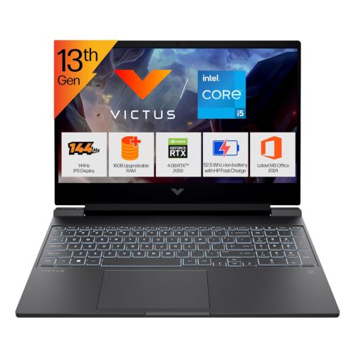 713jrXbHWWL._SL1500_ HP Victus, 13th Gen Intel Core i5-13420H, 4GB RTX 2050, 16GB DDR4 (Upgradeable) 512GB SSD, 144Hz, IPS, 300 nits, FHD, 15.6''/39.6cm, Win11, M365* Office24, Mica Silver, 2.3kg, fa2703tx Gaming Laptop