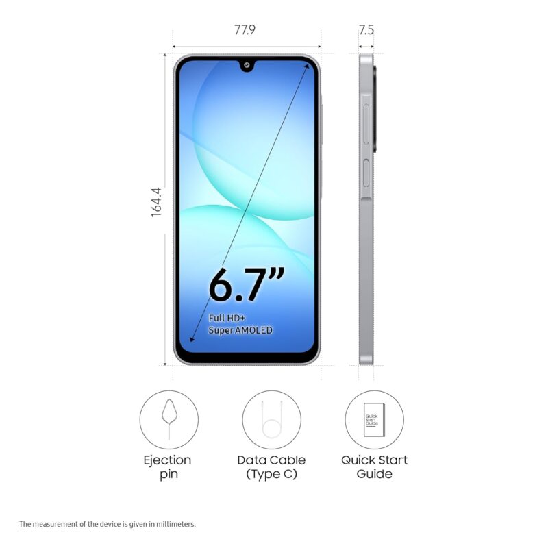 Samsung Galaxy A17 5G (Gray, 8GB RAM, 128GB Storage)