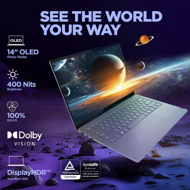 71niifHGvZL._SL1080_ Lenovo Yoga Slim 7, Intel Core Ultra 5 125H, 16GB RAM, 1TB SSD, WUXGA-OLED 14"(35.5cm), Windows 11, Office 2024, Luna Grey, 1.39Kg, 83CV00D0IN, 400Nits, 2Wx4 Speakers, 1Yr ADP Free, AI PC