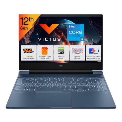 71p8Hn5XcsL._SL1500_ HP Victus, 12th Gen Intel Core i5-12450H, RTX 3050 (16GB DDR4, 512GB SSD) FHD, IPS, 144Hz, 15.6"/39.6cm, Win 11, Office 21, Blue, 2.3kg, fa1412tx, B&O Audio, Backlit Gaming Laptop