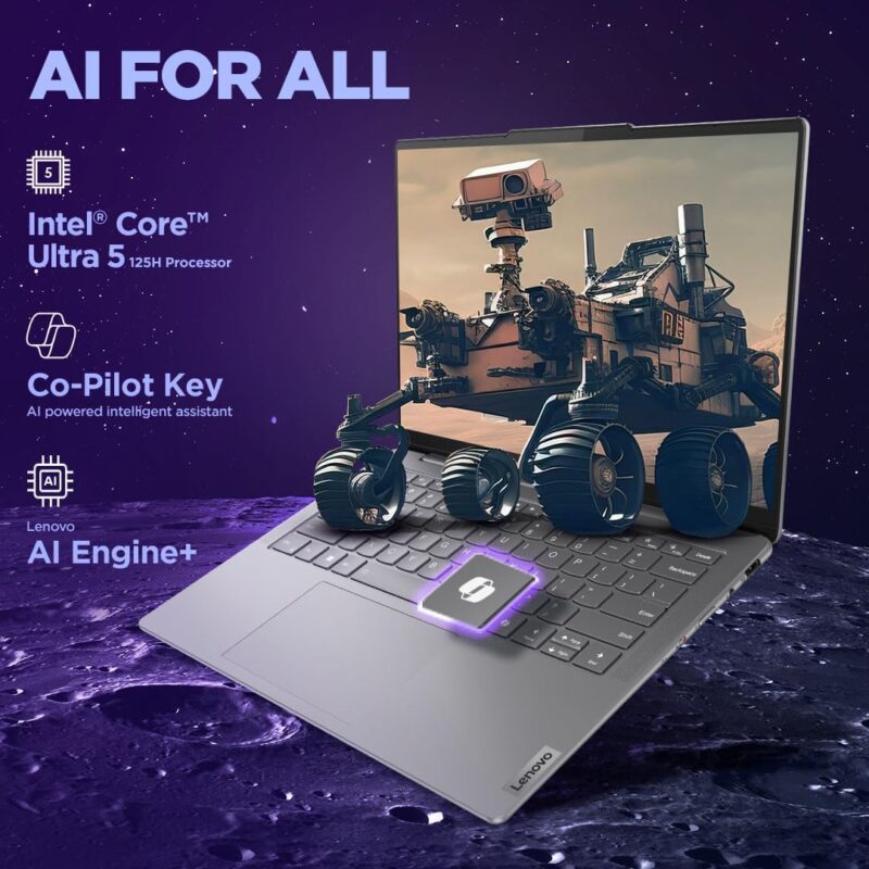 71tf5q+1yDL._SL1080_ Lenovo Yoga Slim 7, Intel Core Ultra 5 125H, 16GB RAM, 1TB SSD, WUXGA-OLED 14"(35.5cm), Windows 11, Office 2024, Luna Grey, 1.39Kg, 83CV00D0IN, 400Nits, 2Wx4 Speakers, 1Yr ADP Free, AI PC