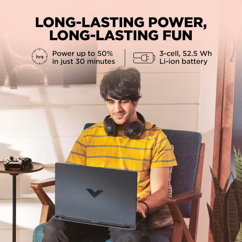 HP Victus, 13th Gen Intel Core i5-13420H, 4GB RTX 2050, 16GB DDR4 (Upgradeable) 512GB SSD, 144Hz, IPS, 300 nits, FHD, 15.6''/39.6cm, Win11, M365* Office24, Mica Silver, 2.3kg, fa2703tx Gaming Laptop